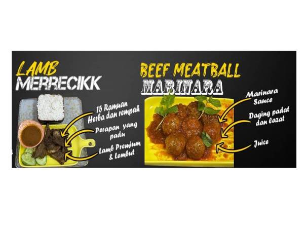 Antara menu yang ditawarkan untuk khidmat pesanan makanan siap masak.