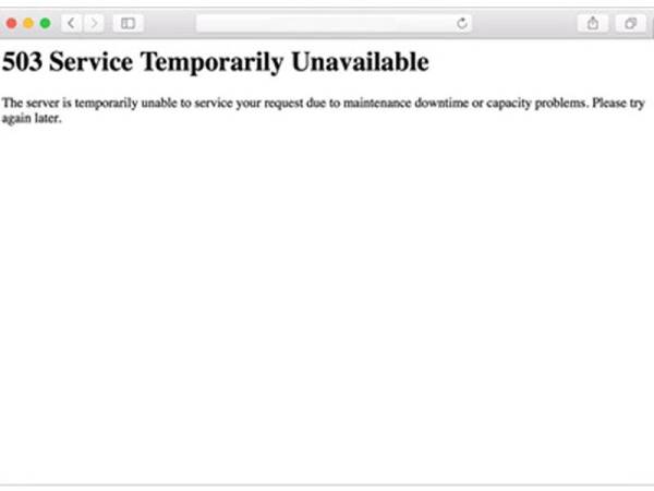 Laman yang terjejas kebanyakannya agensi berita memaparkan mesej tersebut ketika ia tidak dapat diakses pada Selasa. - Foto: Agensi