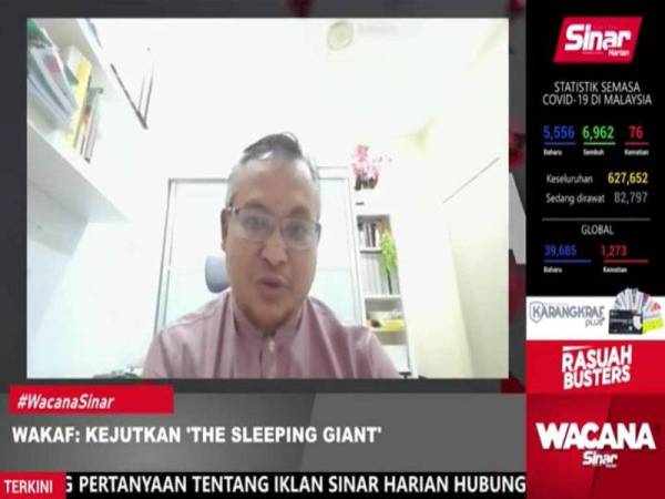 Mohd Nazri ketika menjadi tetamu Wacana Sinar Harian edisi ke- 263 bertajuk Wakaf: Kejutkan 'The Sleeping Giant' yang disiarkan secara maya di semua platform digital Sinar Harian pada malam Selasa.