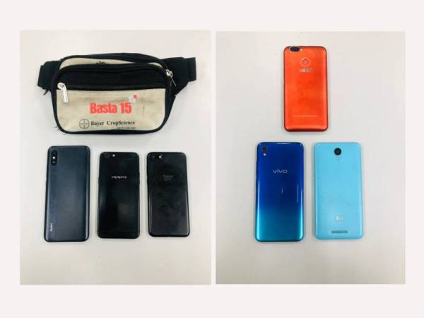 Telefon bimbit yang dirampas daripada suspek.