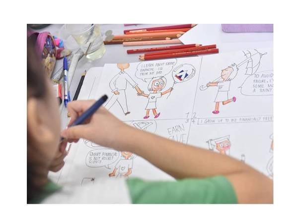 Gunakan topik kewangan dalam aktiviti melukis anak-anak.