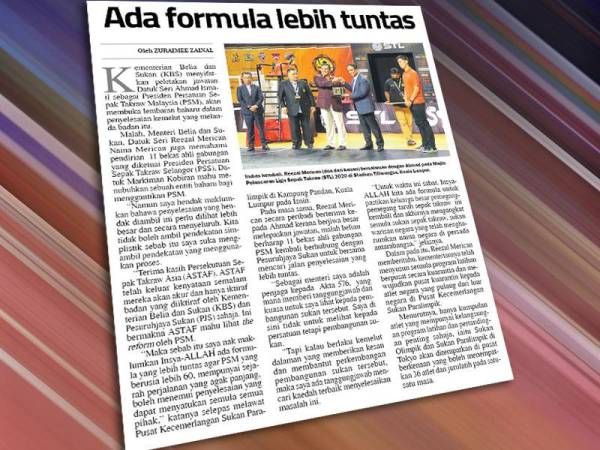 Laporan Sukan Sinar pada 8 Jun lalu.