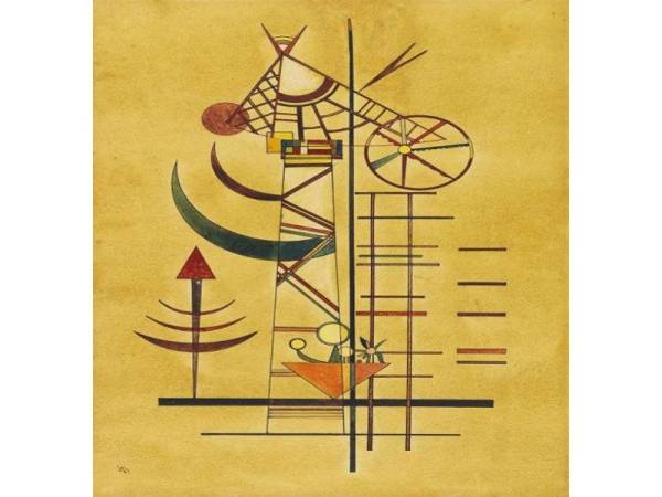 Lukisan 'Gebogene Spitzen' (Petua Lengkungan), dilukis pada 1927 ketika pelukis itu mengajar di sekolah seni Jerman Bauhaus.