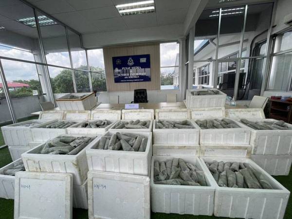 Daun ketum yang dirampas daripada dua lelaki yang ditahan