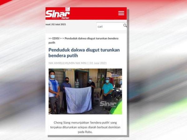 Laporan Sinar Harian pada Khamis berhubung kejadian terbabit.