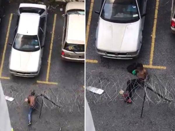 Dua lelaki dikesan cuba lolos kawat duri PKPD di sebuah PPR di di Jalan Kampung Pasir di sini pada Ahad.