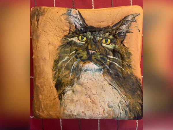 'Tupai' iaitu kucing kesayangan Aftisa turut diabadikan di atas sebiji kek tempahan rakan karibnya.