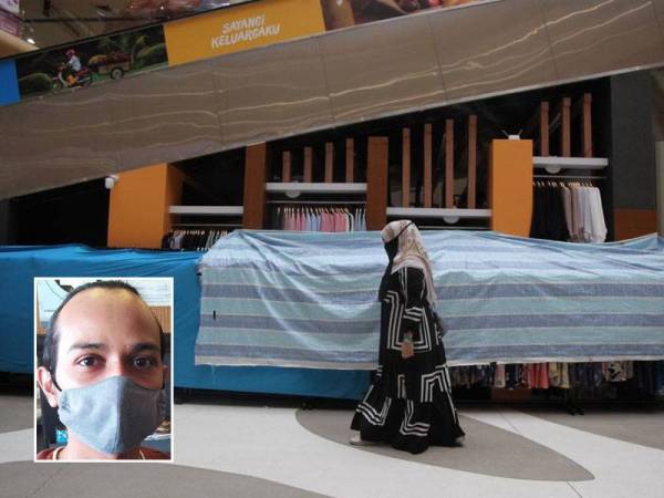 Penutupan operasi perniagaan dalam tempoh PKP dan fasa kedua Pelan Pemulihan Negara memberikan tekanan kepada peniaga terutama bukan barangan keperluan. Gambar kecil: Mohd Roslan