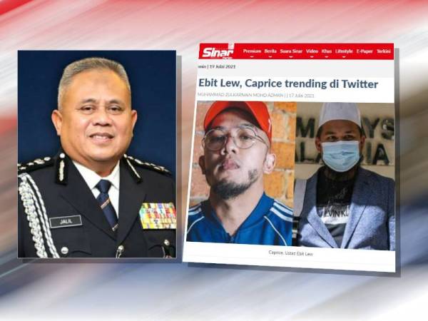 Abd Jalil, Polis menasihatkan orang ramai supaya tidak membuat kenyataan berunsur fitnah untuk mensensasikan isu yang tular di media sosial antara Ebit Lew dan Caprice.
