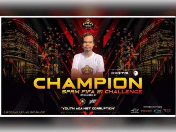 Muhammad Saiful menjuarai SPRM FIFA 21 Challenge.