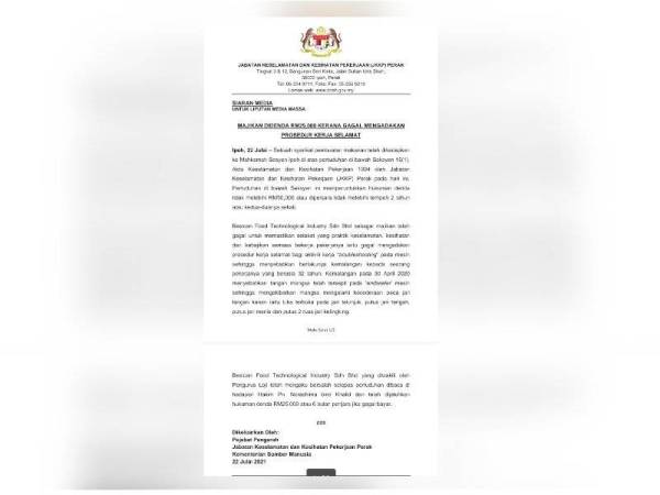 Kenyataan media JKKP Perak pada Khamis.