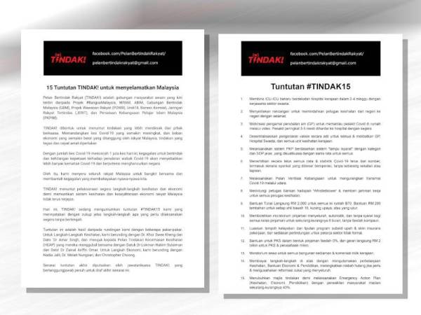 Kenyataan Tindak! pada Ahad.