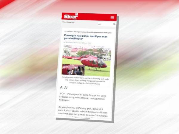 Laporan Sinar Harian Jumaat lalu.