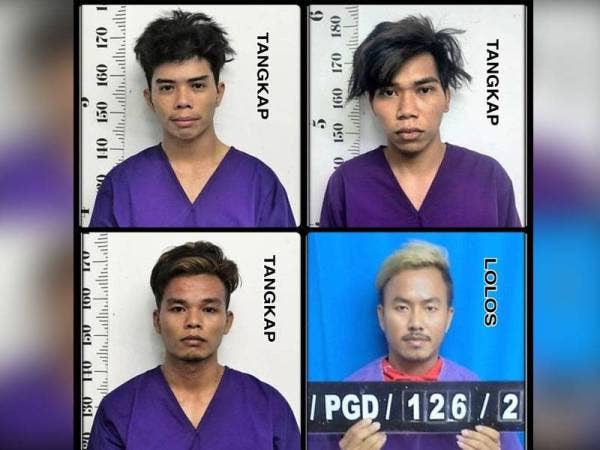 Seorang lagi tahanan yang positif Covid-19 masih diburu polis manakala tiga berjaya ditahan semula.