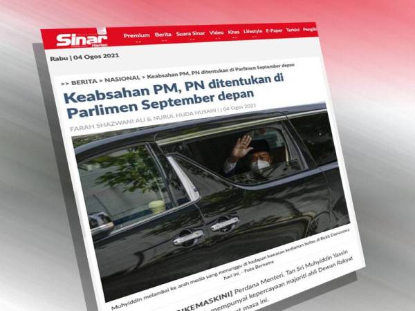 Laporan Sinar Harian pada Rabu.