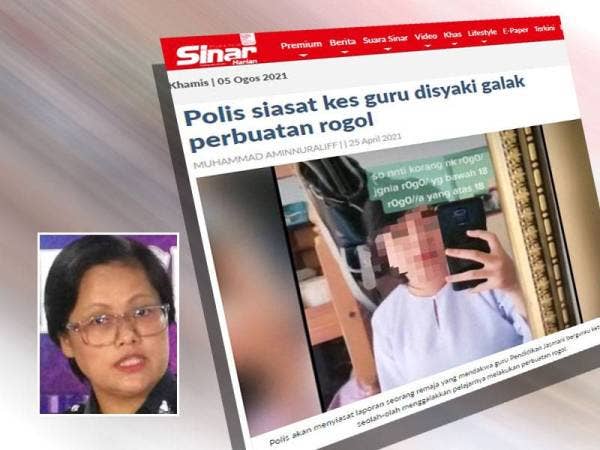Pada 25 April lalu, polis memaklumkan menyiasat laporan seorang remaja yang mendakwa guru Pendidikan Jasmani bergurau keterlaluan seolah-olah menggalakkan pelajarnya melakukan perbuatan rogol. Gambar kecil: Shafa'aton