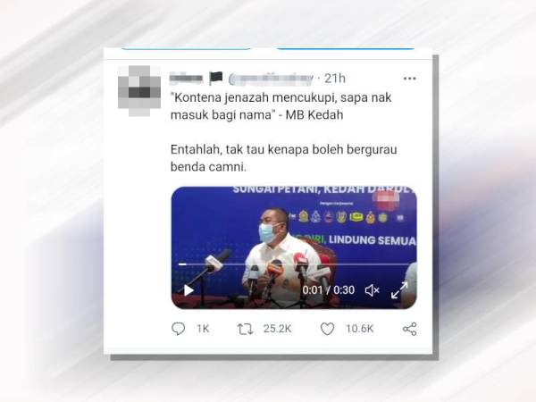 Netizen mempersoal kewajaran Muhammad Sanusi berseloroh berhubung isu kontena jenazah yang tular.