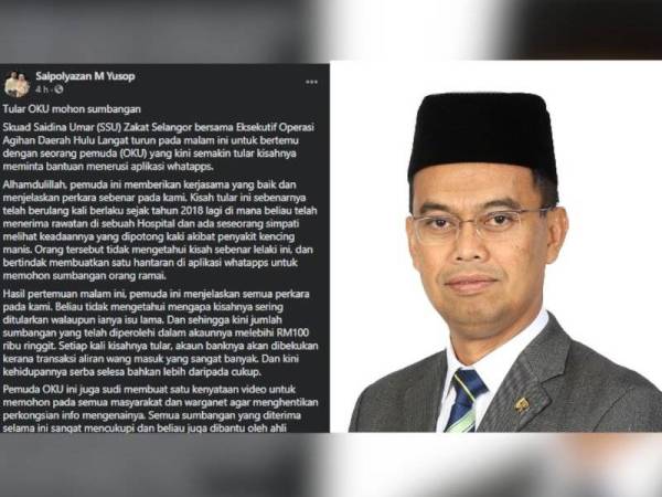 Hantaran Saipolyazan di Facebook pada Selasa. Saipolyazan (kanan) 