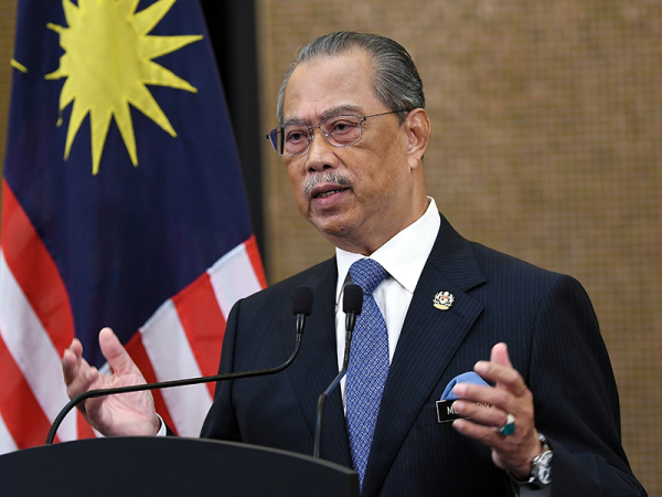 Muhyiddin menyampaikan perutusan khas pada hari terakhir beliau sebagai Perdana Menteri hari ini. - Foto Bernama
