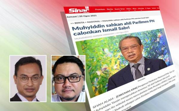 Laporan Sinar Harian pada Khamis. Gambar kecil dari kiri: Mohammad Tawfik, Hisomuddin