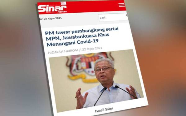 Laporan Sinar Harian 22 Ogos lalu.
