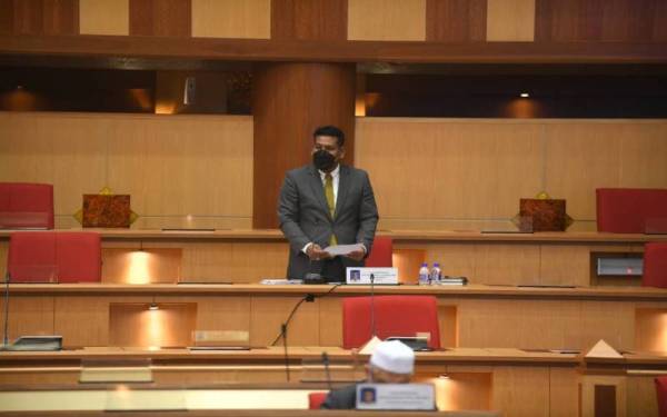 Khairul Shahril ketika sesi persidangan DUN Perak. Foto: ihsan SUK Perak