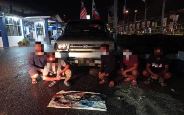 Lima individu yang ditahan dalam Operasi Bersepadu Khazanah di Batu 38 Nabawan.