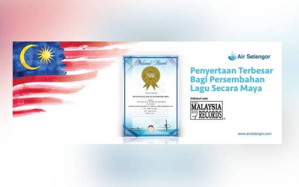Air Selangor memaklumkan, rekod itu disahkan MBOR pada 20 Ogos lepas.