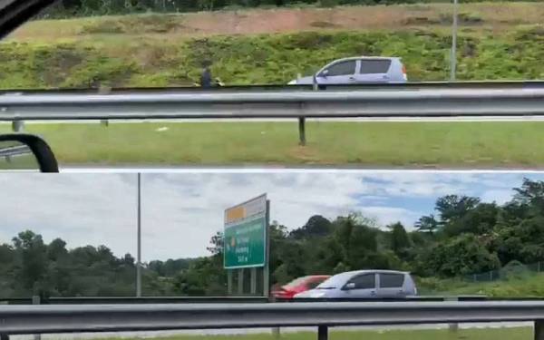 Kereta Perodua Myvi yang dipandu secara melawan arus di Lebuhraya Mex di laluan menghala ke Putrajaya.