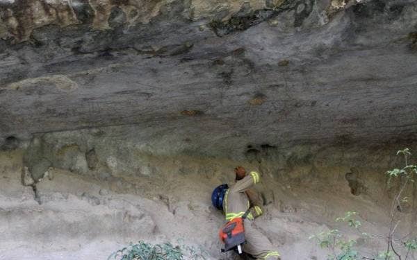Sebuah persatuan warisan menemukan lukisan gua yang dianggarkan berusia antara 2,500 hingga 4,000 tahun di Gua Kanthan, Chemor. - Foto Bernama
