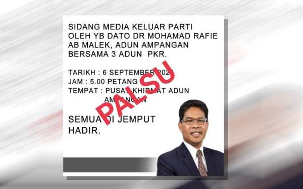 Mohamad Rafie menafikan beliau akan mengadakan sidang akbar jam 5 petang Isnin.