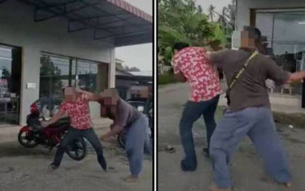 Tular video berdurasi tiga minit menunjukkan dua lelaki bergaduh dan saling bertikam lidah dengan seorang daripadanya memegang topi keledar sementara seorang lagi cedera di muka.