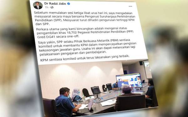 Mohd Radzi memuat naik gambar mesyuarat yang diadakan secara maya bersama Pengerusi SPP pada Selasa.