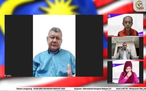 Mohd Hafidz (kiri) dalam program Diskusi Pembangunan Ekonomi Rakyat anjuran Kongres Ekonomi Rakyat (KER) Sekretariat Kongres Rakyat 2.0 yang diadakan secara maya pada Ahad.