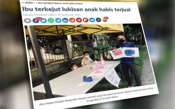 Laporan Sinar Harian berkenaan Alya Aqeela yang menjual lukisannya berharga RM1 mendapat perhatian ramai pihak yang turut memuji usaha ibu bapanya yang menggalakkan anak berkarya pada usia muda.