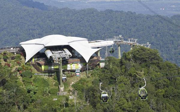 Langkawi Cable Car kembali beroperasi semula sempena pembukaan Gelembung Pelancongan Langkawi. - Foto Bernama