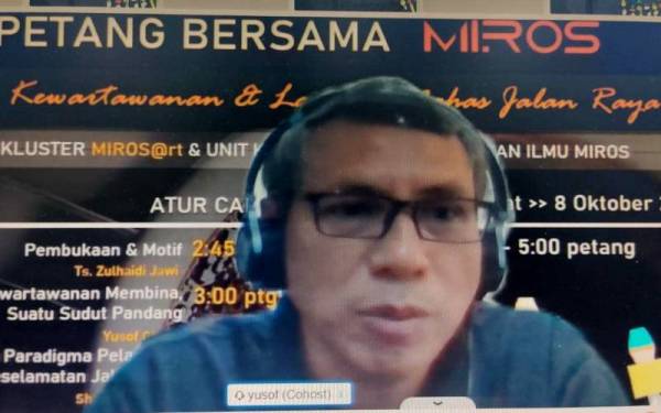 Yusof dalam program Sepetang Bersama MIROS – Bicara Kewartawanan & Laporan Nahas Jalan Raya