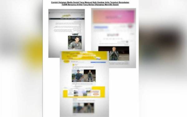 Artikel yang dikeluarkan oleh beberapa media, blogger dan pengguna media sosial berkenaan seorang artis ditangkap kerana memiliki dadah telah disensasikan dengan penggunaan gambar berpakaian juruterbang Tentera Udara Diraja Malaysia (TUDM).