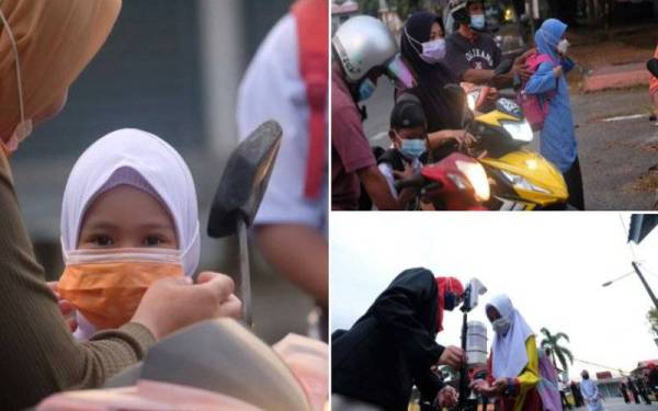 Tinjauan Bernama di Sekolah Kebangsaan Selat Bagan Nyior, Pulau Dayang Bunting, mendapati murid-murid Tahun Satu, Dua dan Tiga ceria dan bersemangat dapat hadir ke sekolah yang dibuka semula pada Ahad. Foto Bernama