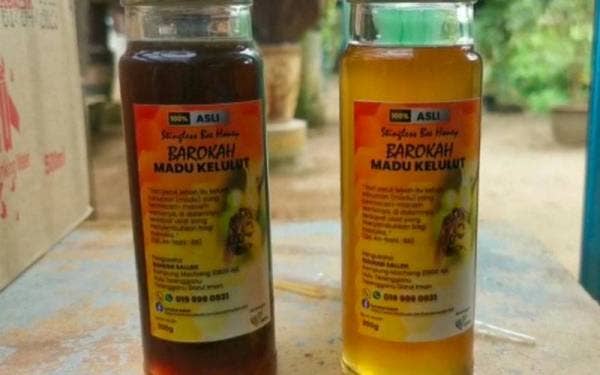 Antara produk madu kelulut yang berjaya dihasilkannya dan terjual di pasaran hari ini