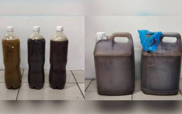 Rampasan disyaki air ketum dalam serbuan di sebuah kedai makan di Kampung Sungai Badak, Kota Setia, Teluk Intan pada Selasa.