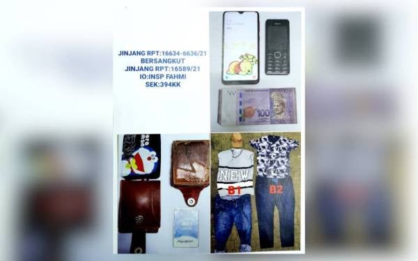 Antara barangan yang dirampas daripada suspek kes samun kuil.