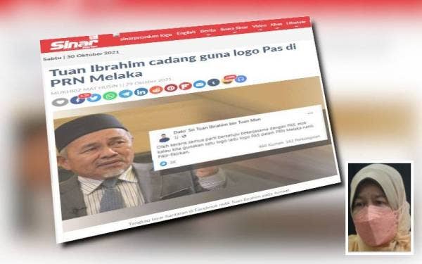 Tangkap layar berita Sinar Harian pada 29 Oktober. (Gambar kecil: Zuraida)