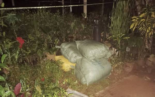 Serbuan pertama di belakang sebuah rumah tidak bernombor di Kampung Che Da'aah, Gual Tok Deh Batilion 9 PGA Kuala Terengganu menjumpai dan merampas
guni-guni mengandungi pakaian wanita bernilai
RM23,160.