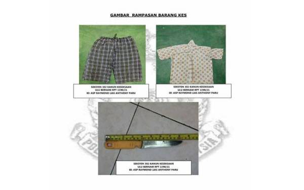 Polis merampas pisau yang dipercayai digunakan oleh suspek.