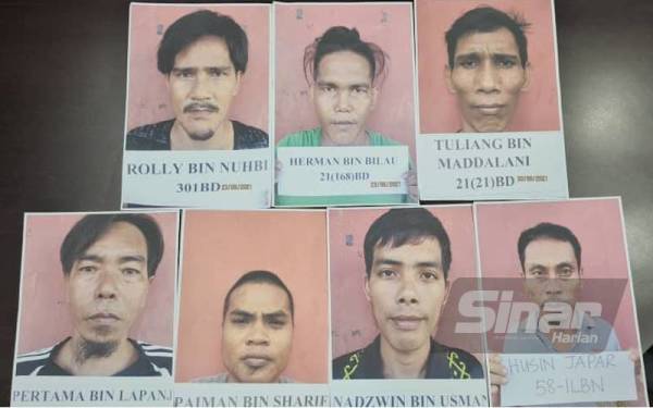 Gambar tujuh tahanan yang masih bebas selepas melarikan diri dari DTI Kimanis, Papar.