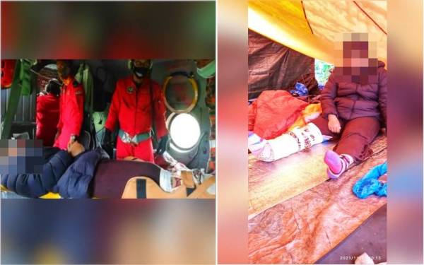 Mangsa berjaya diselamatkan dibawa menaiki helikopter pada Khamis.