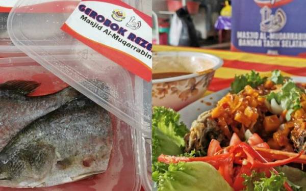 Ikan siakap tiga rasa untuk diagihkan kepada golongan asnaf di Masjid Al-Muqarrabin, Bandar Tasik Selatan pada Ahad.