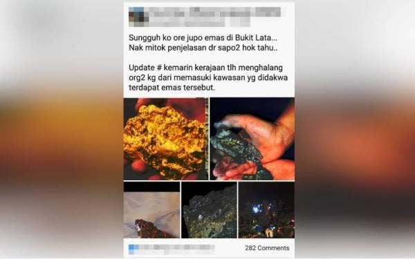 Penemuan ketulan batu-batu yang didakwa mengandungi emas di kawasan Bukit Lata, Rantau Panjang menggemparkan penduduk setempat dan dikongsi dilaman sosial Facebook.