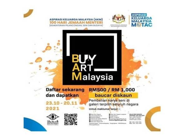 Poster potongan jualan di bawah program ‘Buy Art Malaysia’ bagi pembelian produk seni negara.